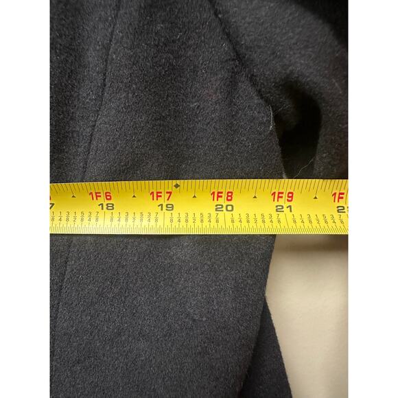Halogen Size 12 Black Wool Blend Long Heavy Winter Pea Coat Jacket Classic Work - Picture 11 of 13